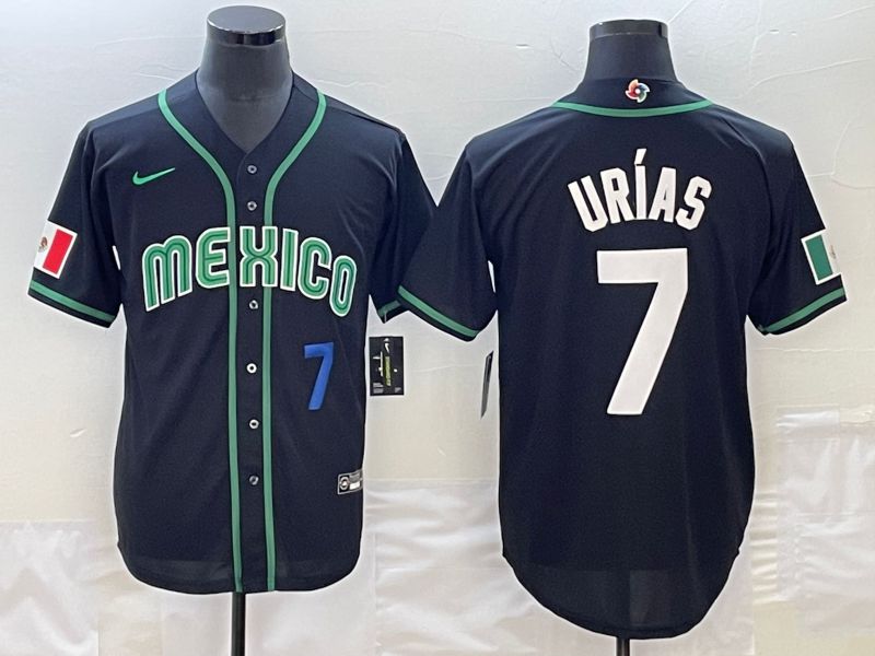 Men 2023 World Cub Mexico 7 Urias Black Nike MLB Jersey32